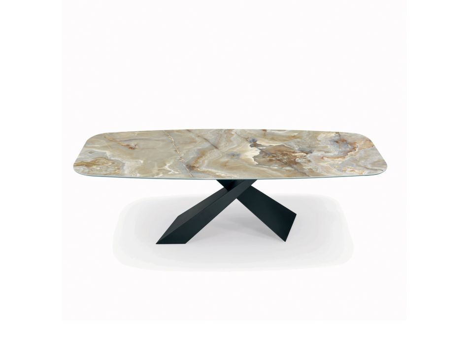 Fixed Living Room Table with Ceramic Top Made in Italy - Holidays Viadurini
