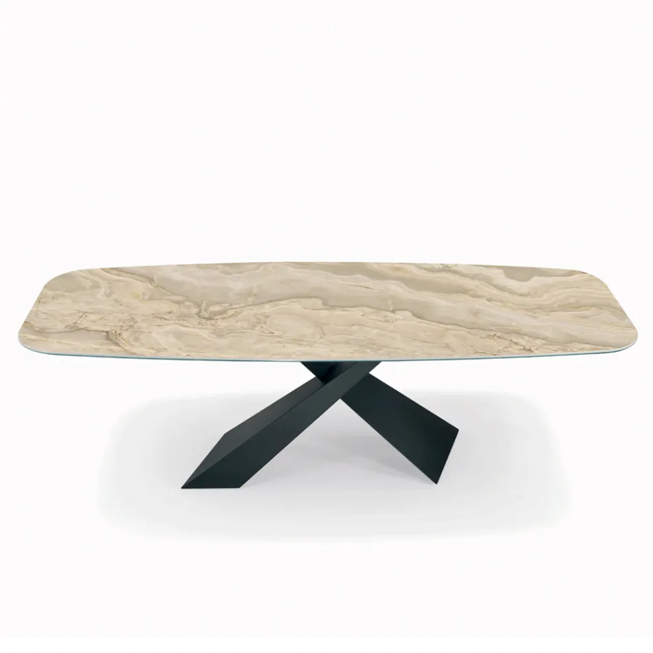 Fixed Living Room Table with Ceramic Top Made in Italy - Holidays Viadurini