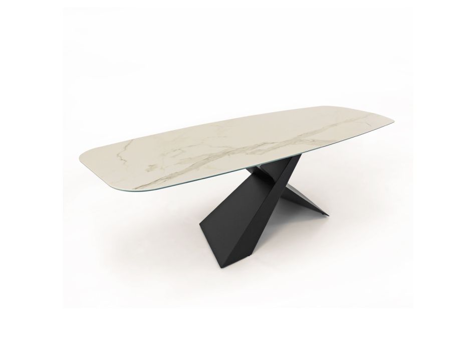 Fixed Living Room Table with Ceramic Top Made in Italy - Holidays Viadurini