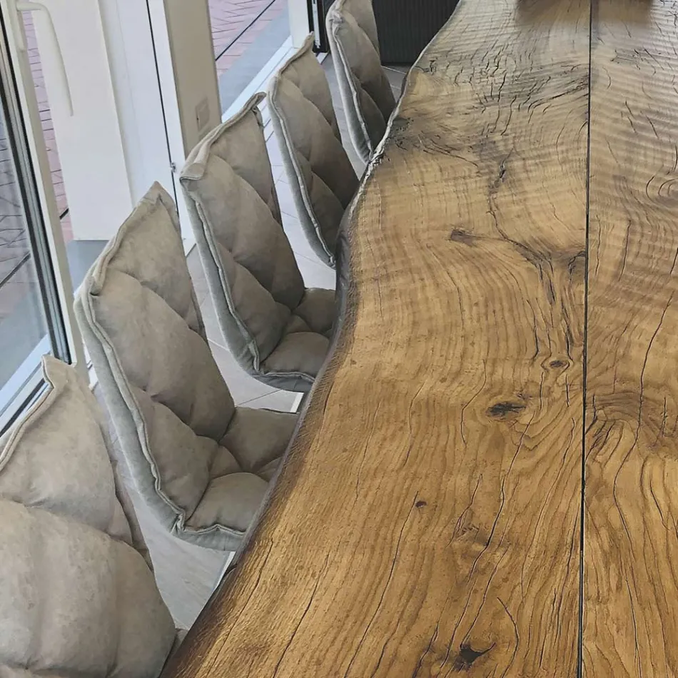 Living Room Table in Secular Oak and 12 Chairs Included Made in Italy - Dite, Unique Piece Viadurini