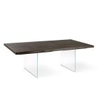 Living Room Table in Oak Veneer and Tempered Glass Base - Nicofisso Viadurini