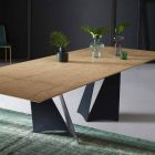 Extendable Design Table Up to 294 cm in Wood and Metal Made in Italy - Nuzzo Viadurini