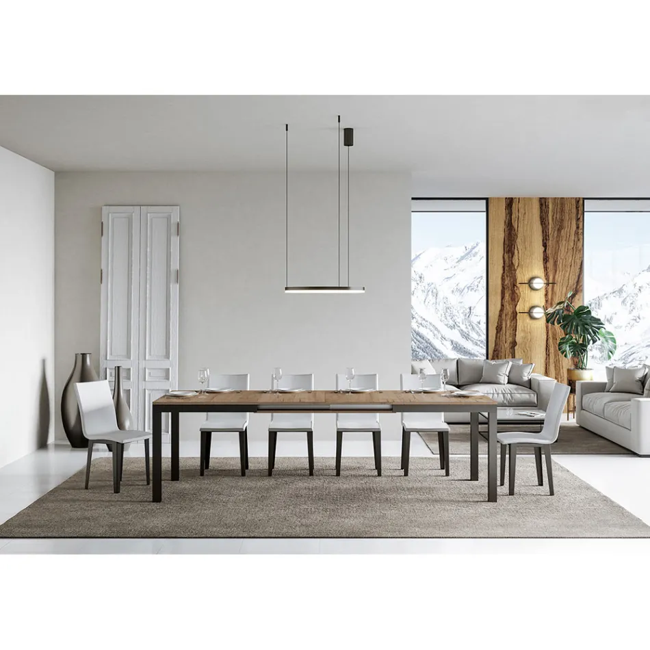 Design Table with Wooden Top Extendable up to 440 cm Made in Italy - Foxy Viadurini