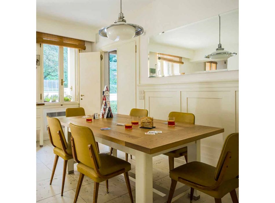 Modern design table in dove gray oak, L180xP100cm, Willis Viadurini