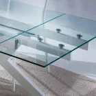 Mesa extendable design table in metal and tempered glass Viadurini