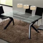 Mesa extendable design table in metal and tempered glass Viadurini