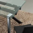 Mesa extendable design table in metal and tempered glass Viadurini