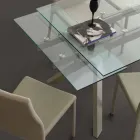 Mesa extendable design table in metal and tempered glass Viadurini