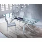 Mesa extendable design table in metal and tempered glass Viadurini
