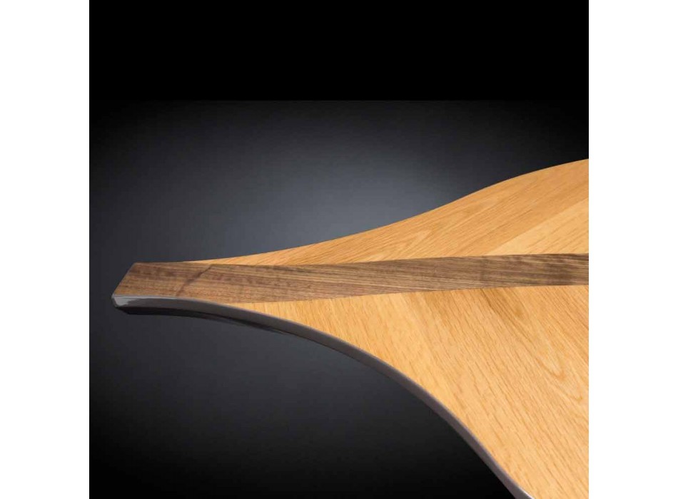 Design table veneered oak and walnut wood Fenice Viadurini