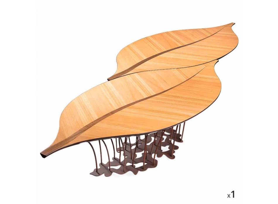 Design table veneered oak and walnut wood Fenice Viadurini