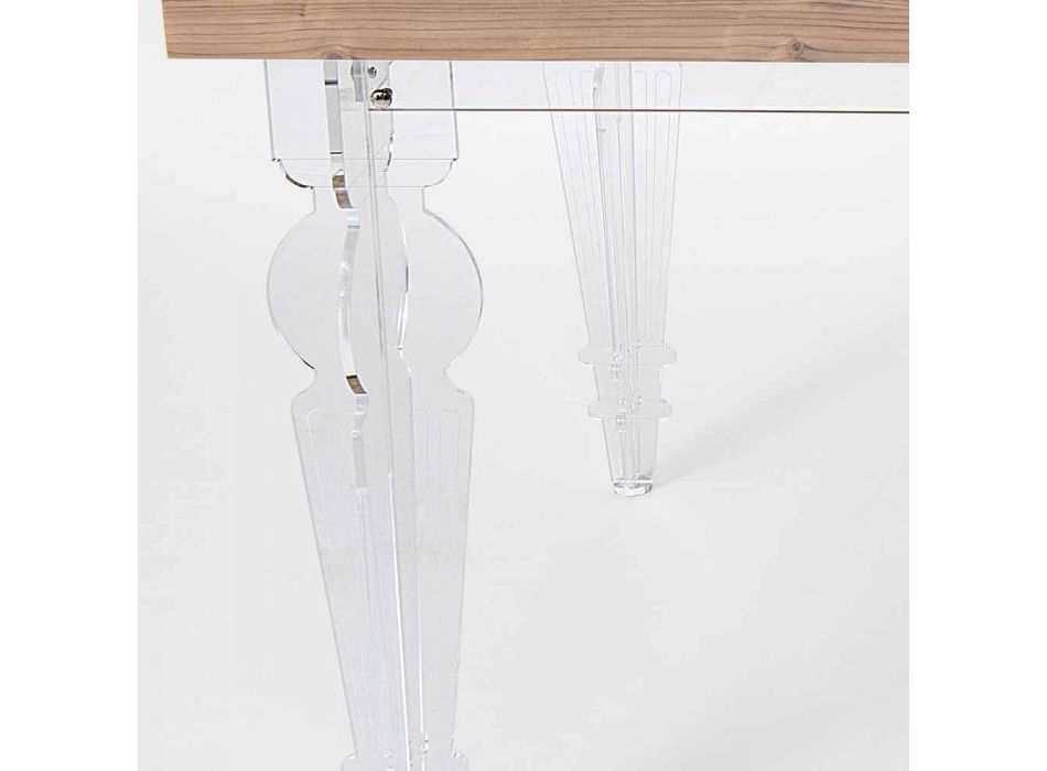 Design table in fir wood and plexiglass made in Italy, Castro Viadurini