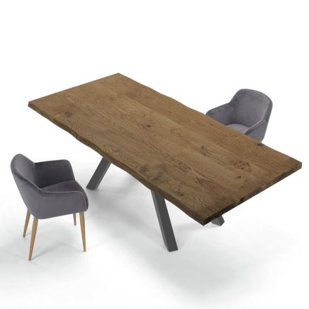 Design Table in Wood and Steel up to 12 Seats Made in Italy - Settimmio Viadurini
