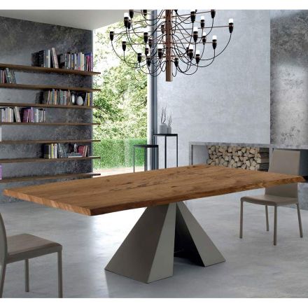 Design Table in Veneered Wood and Steel Made in Italy – Dalmata Viadurini