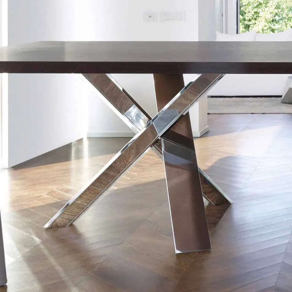 Modern design table in wood 270x120cm made in Italy Tree Viadurini