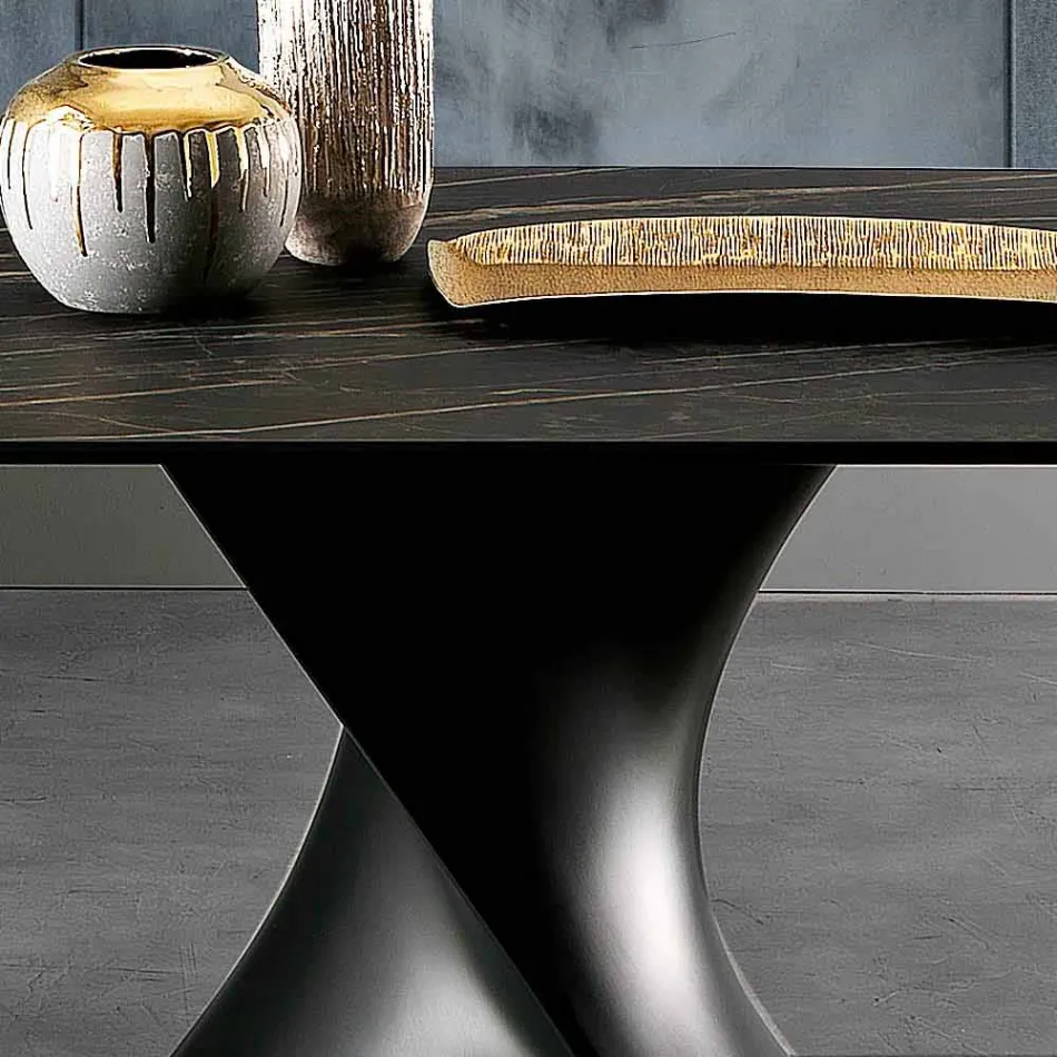 Modern design ceramic glass table made in Italy, Clark Viadurini
