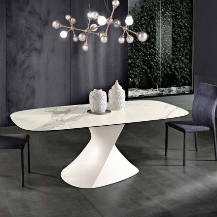 Modern design ceramic glass table made in Italy, Clark Viadurini