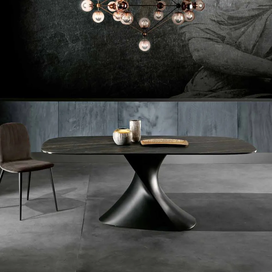 Modern design ceramic glass table made in Italy, Clark Viadurini