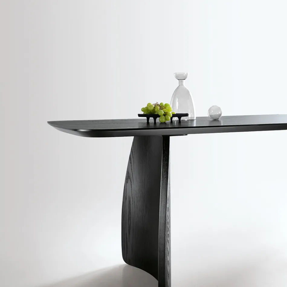 Wood-Effect Table with Curved Legs in Two Sizes and Various Finishes - Argo Viadurini