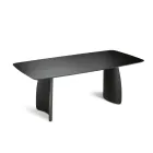 Wood-Effect Table with Curved Legs in Two Sizes and Various Finishes - Argo Viadurini