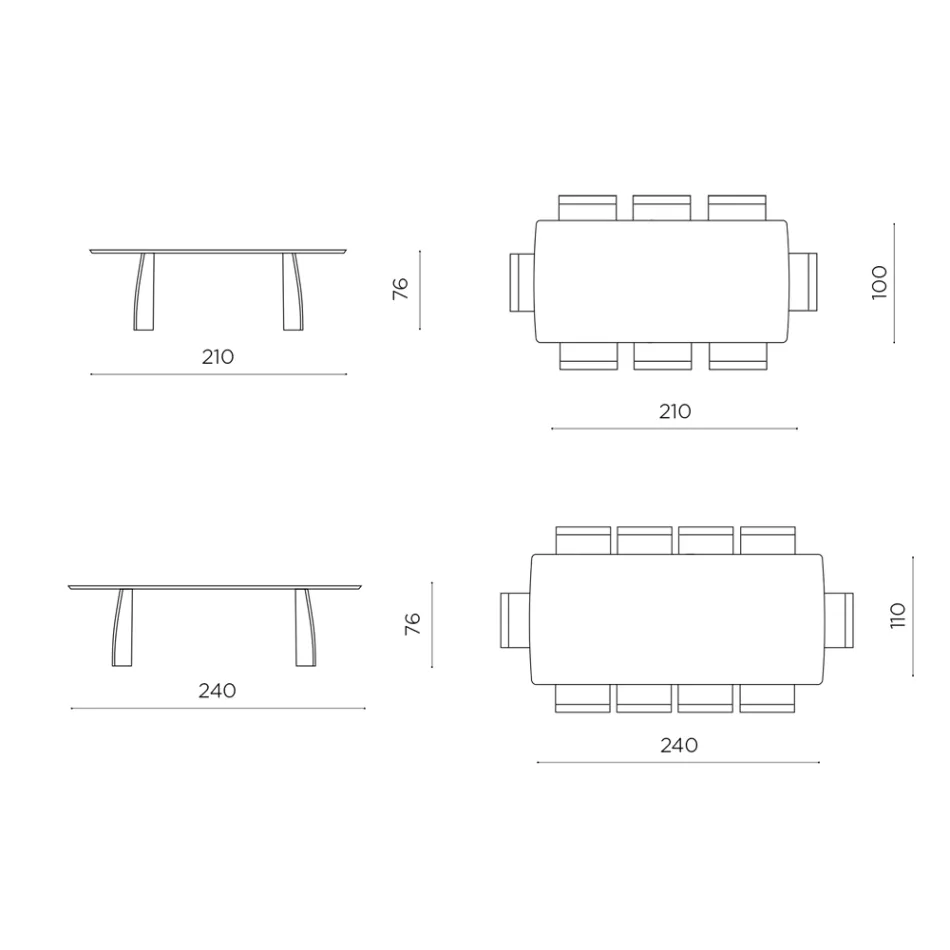 Wood-Effect Table with Curved Legs in Two Sizes and Various Finishes - Argo Viadurini