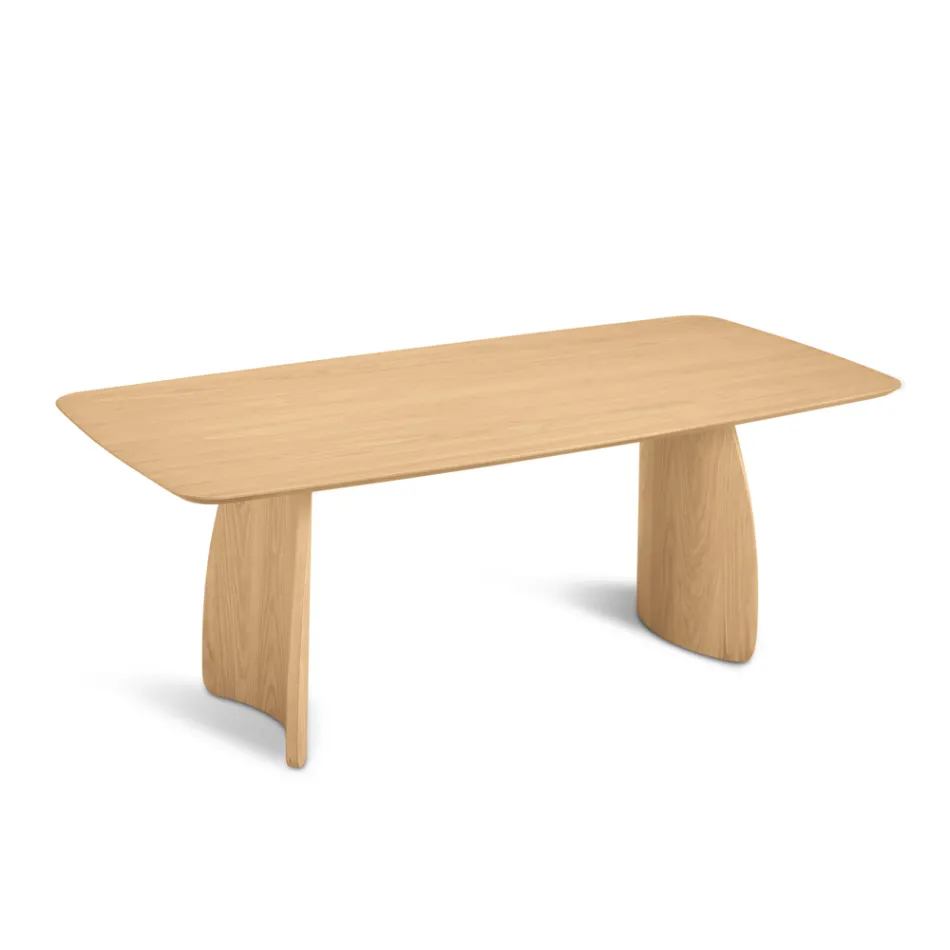 Wood-Effect Table with Curved Legs in Two Sizes and Various Finishes - Argo Viadurini