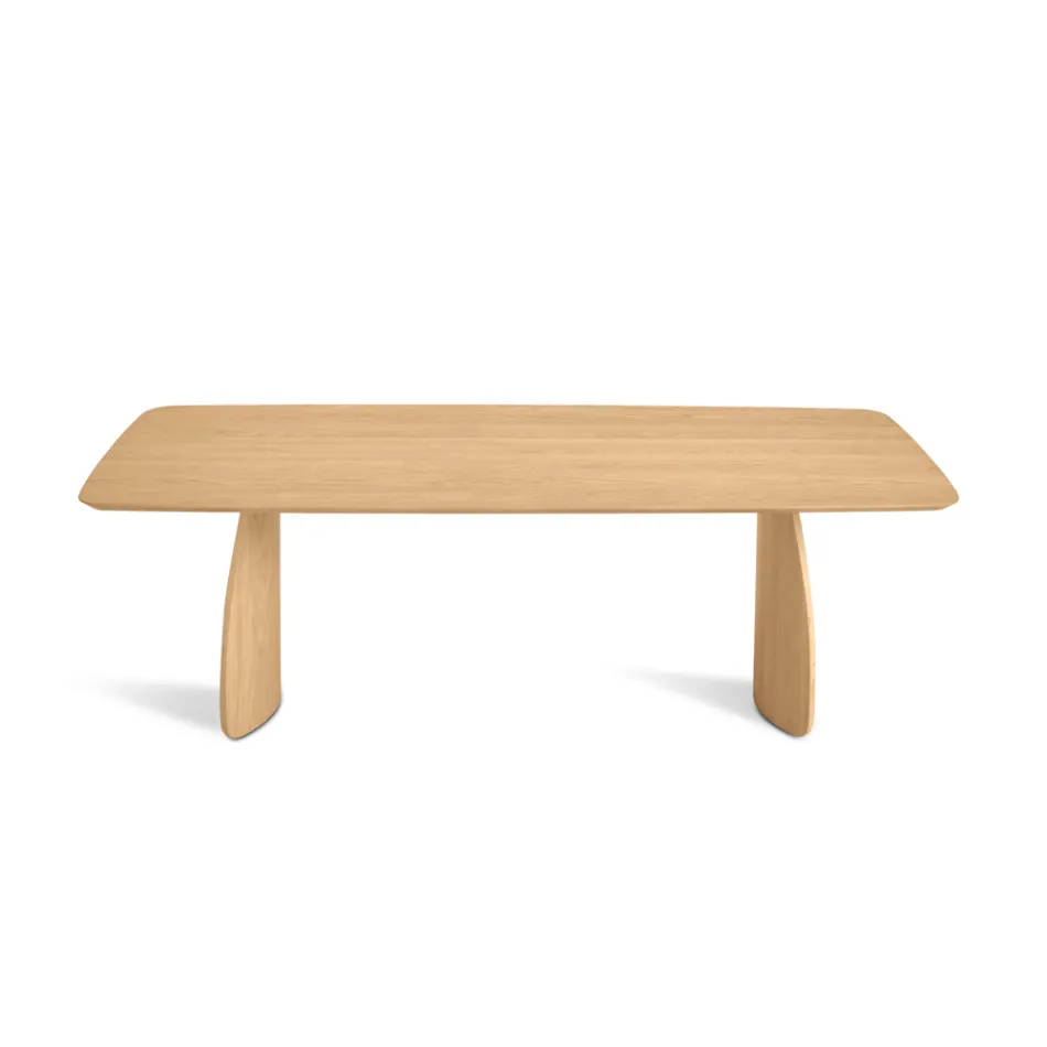 Wood-Effect Table with Curved Legs in Two Sizes and Various Finishes - Argo Viadurini