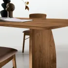 Wood-Effect Table with Curved Legs in Two Sizes and Various Finishes - Argo Viadurini