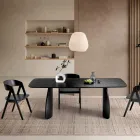 Wood-Effect Table with Curved Legs in Two Sizes and Various Finishes - Argo Viadurini