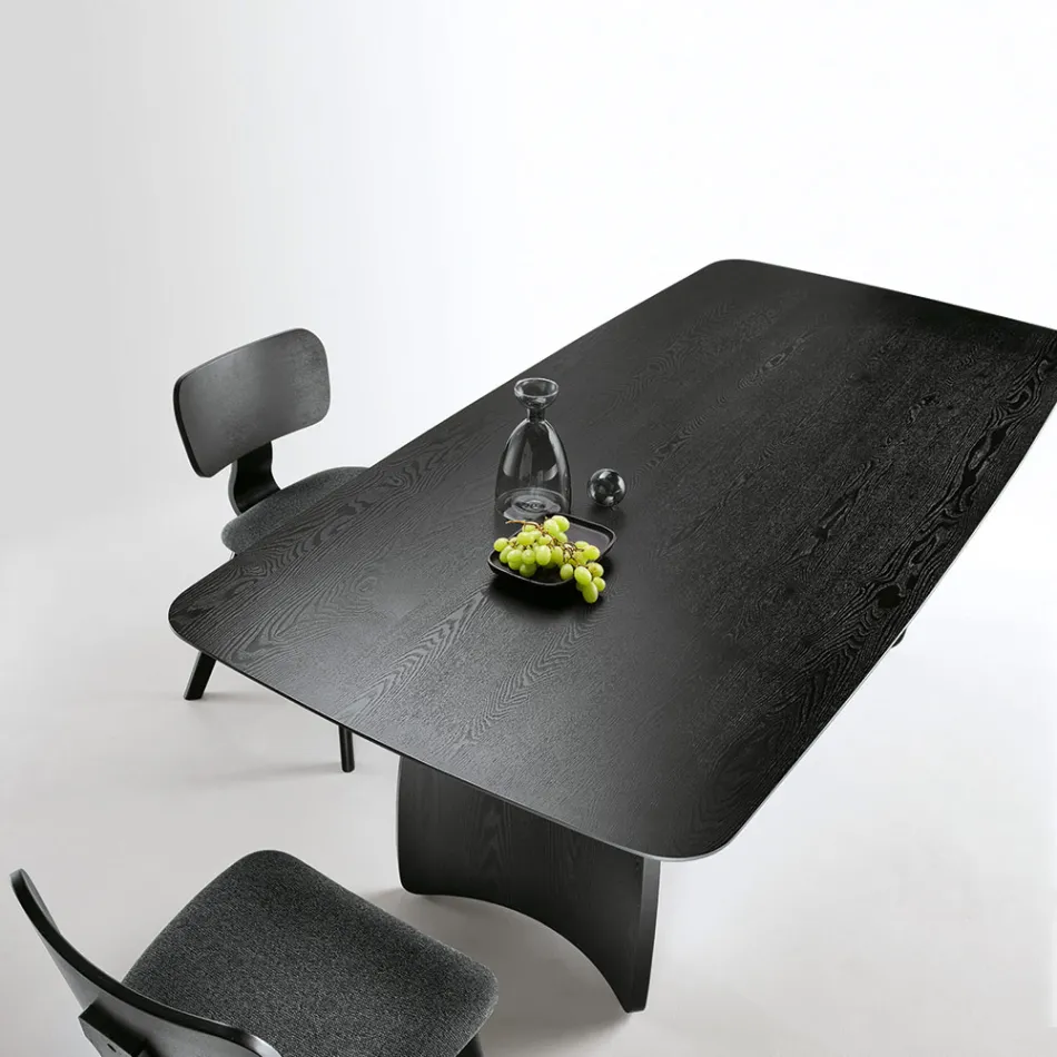 Wood-Effect Table with Curved Legs in Two Sizes and Various Finishes - Argo Viadurini