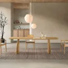 Wood-Effect Table with Curved Legs in Two Sizes and Various Finishes - Argo Viadurini