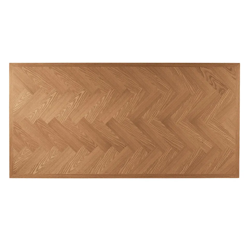 Fixed Table 180x90 cm in Oak and Iron Base - Lega Viadurini