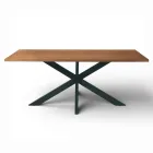 Fixed Table 180x90 cm in Oak and Iron Base - Lega Viadurini