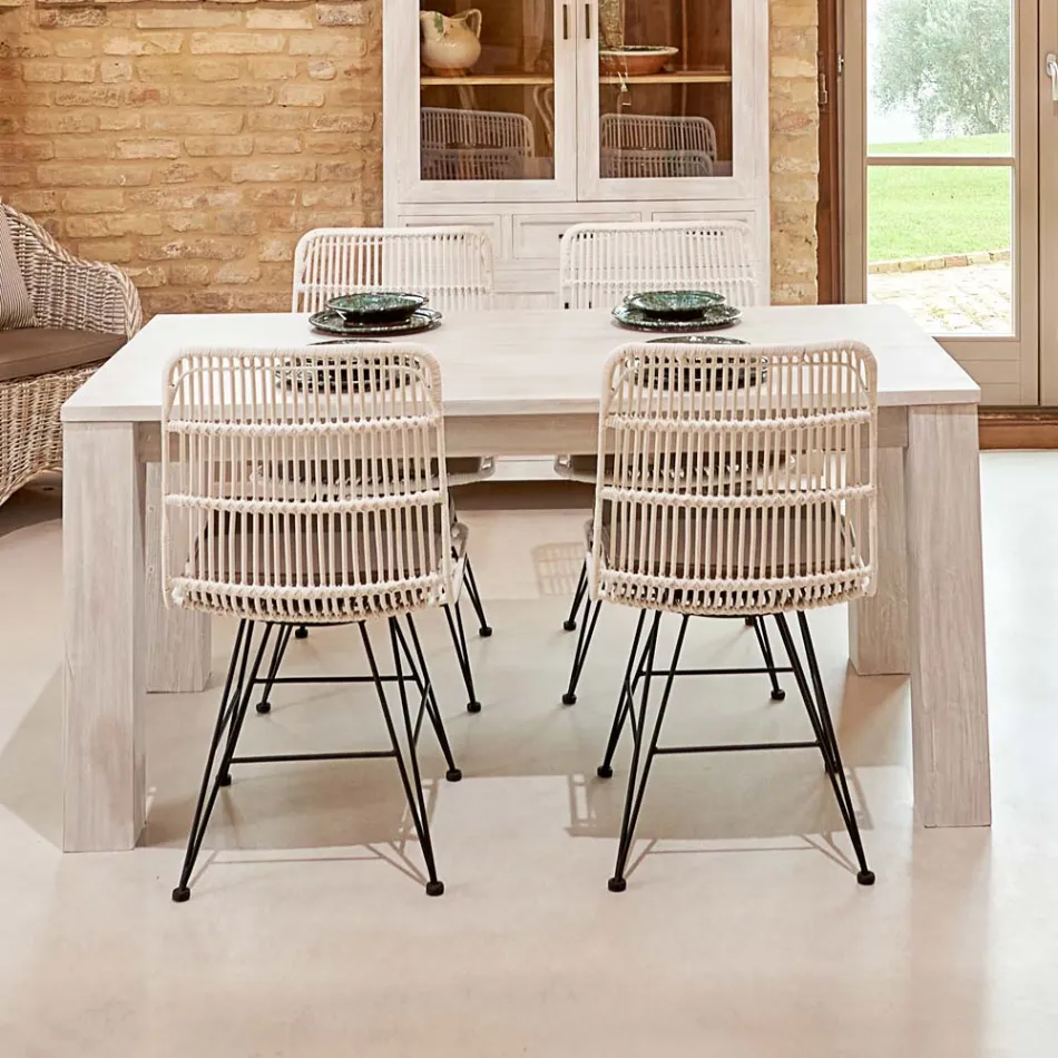 190x100 cm Fixed Living Room Table Made of Solid Teak Wood - Flemish Viadurini