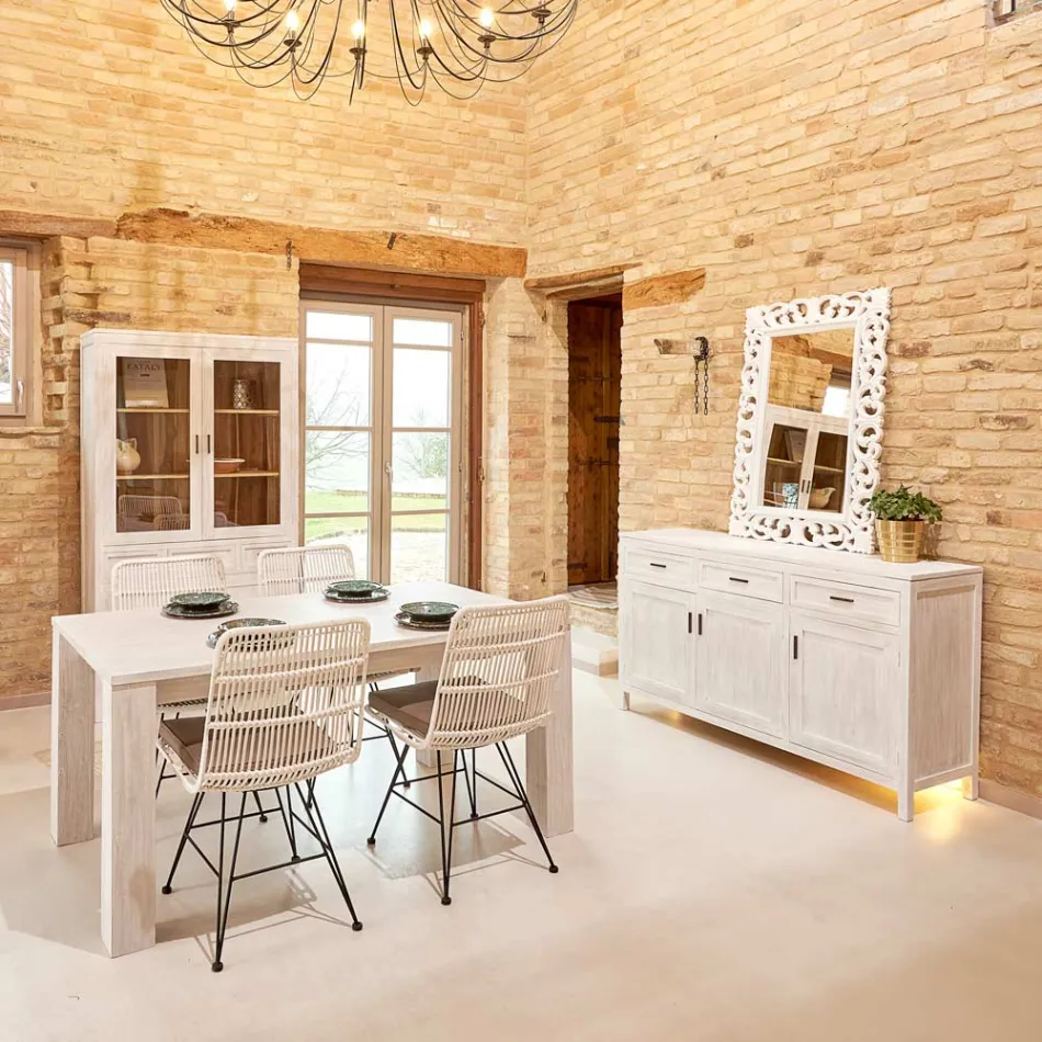 190x100 cm Fixed Living Room Table Made of Solid Teak Wood - Flemish Viadurini