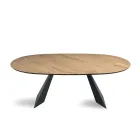 Fixed Table 210x109 cm in Metal and Oval Veneered Oak - Marcello Viadurini