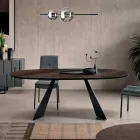 Fixed Table 210x109 cm in Metal and Oval Veneered Oak - Marcello Viadurini