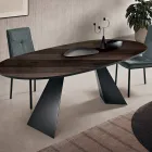 Fixed Table 210x109 cm in Metal and Oval Veneered Oak - Marcello Viadurini