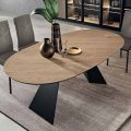 Fixed Table 210x109 cm in Metal and Oval Veneered Oak - Marcello