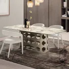 Fixed Table 210x110 cm with Marble Effect Ceramic Top - Tano Viadurini