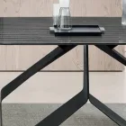 Fixed Table 210x110 cm with Ribbed Glass Top and Metal Base - Adriano Viadurini