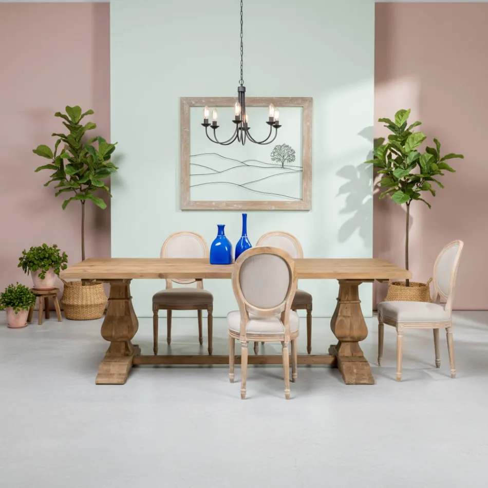 Fixed Table 240x100 cm in Aged Natural Pine Wood - Africo Viadurini