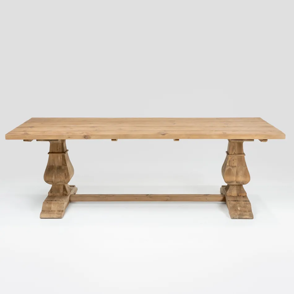 Fixed Table 240x100 cm in Aged Natural Pine Wood - Africo Viadurini