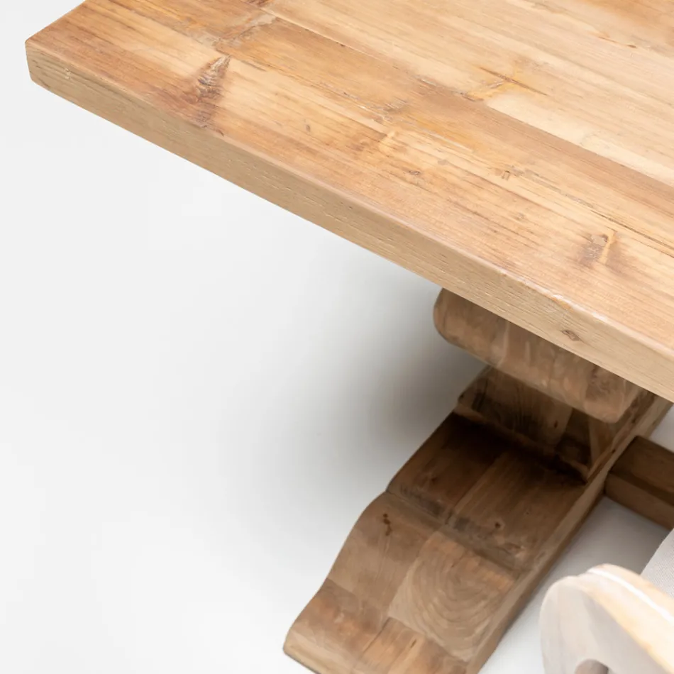 Fixed Table 240x100 cm in Aged Natural Pine Wood - Africo Viadurini