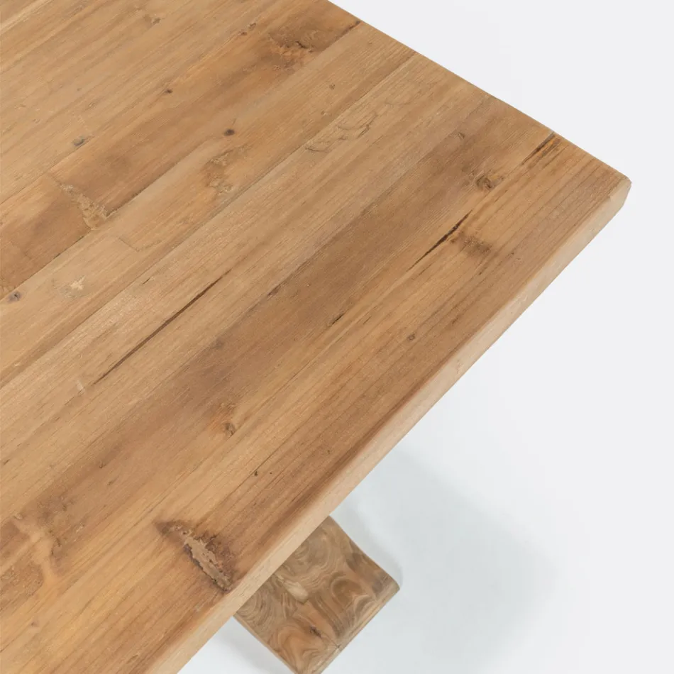 Fixed Table 240x100 cm in Aged Natural Pine Wood - Africo Viadurini