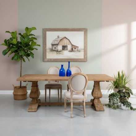 Fixed Table 240x100 cm in Aged Natural Pine Wood - Africo Viadurini