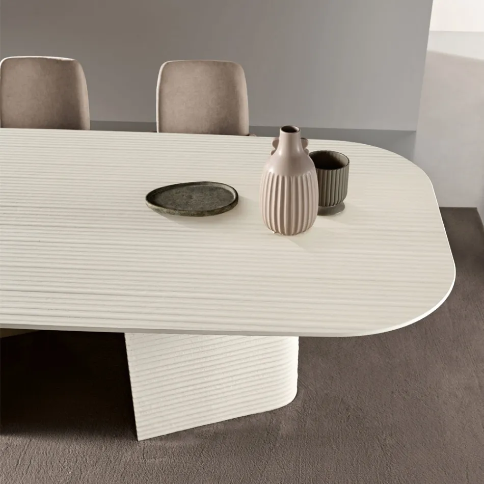 Fixed Table 240x120 cm in Ribbed or Painted Glass Made in Italy - Varo Viadurini