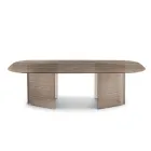 Fixed Table 240x120 cm in Transparent Ribbed Glass Made in Italy - Varo Viadurini