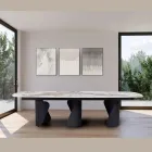 Fixed Table 300x120 cm in Metal and Sintered Stone Top - Valmira Viadurini