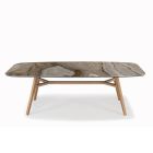 Fixed Barrel-Shaped Table with Canaletto Walnut Ash Base Made in Italy - North Viadurini